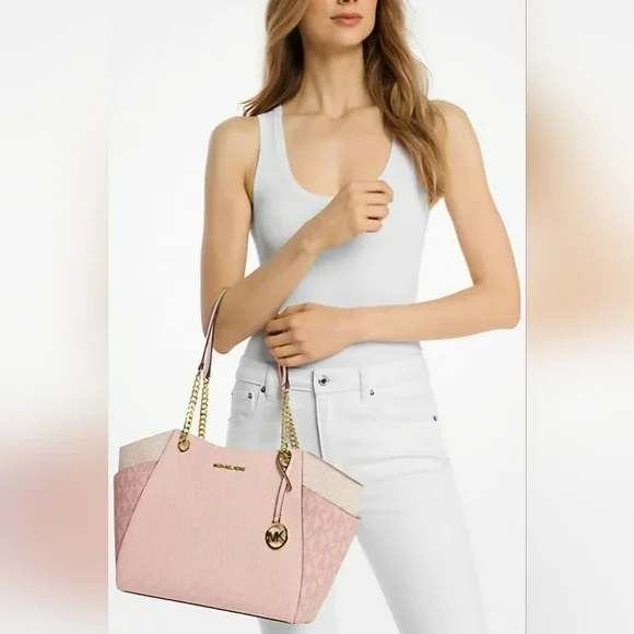 Michael Kors Jet Set Large Color-Block Signature Logo Tote Bag - MSRP $398 - Picture 9 of 9